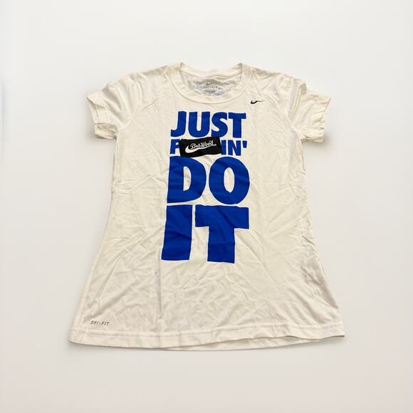 Nike Womens White Bob Wood 80 Just Do It Short Sleeve T-Shirt Size S 405712-100 - Picture 1 of 10